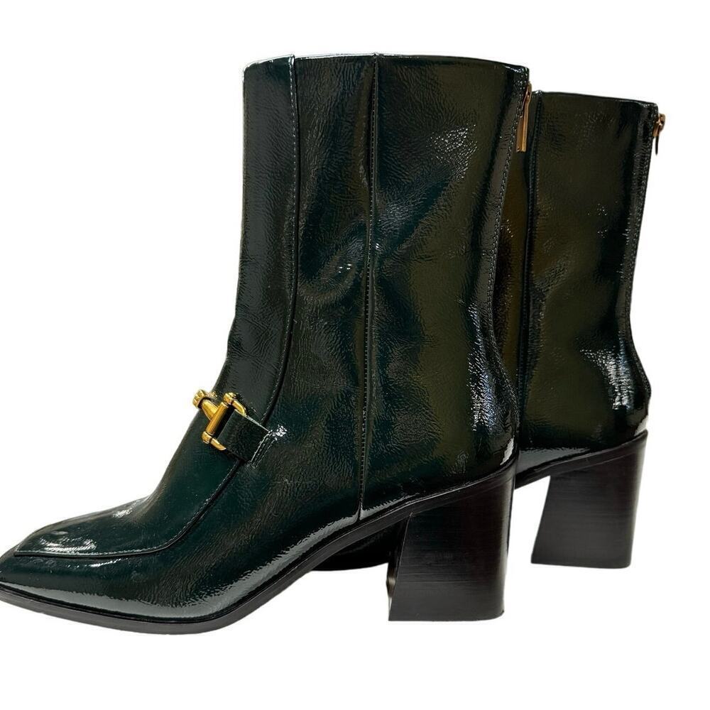 ZAC Zac Posen Black Heeled Boots with Gold Detail - Picture 4 of 14